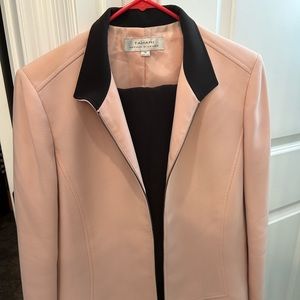 Tahari Arthur S. Levine pants suit. Light pink and brown, front zipper and lined